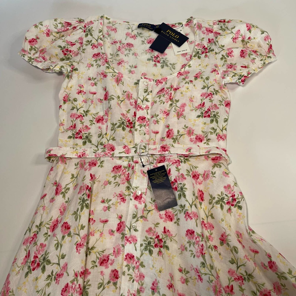 Floral Linen Elizabeth Dress Sweet Pea POLO Ralph Lauren Size 2 NWT - Picture 9 of 15
